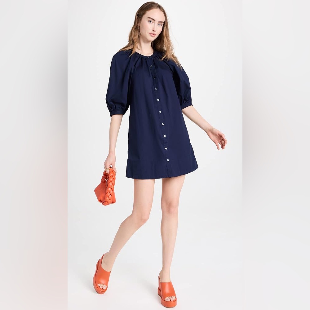 Nwt Staud Vincent Stretch Cotton Mini Shirtdress